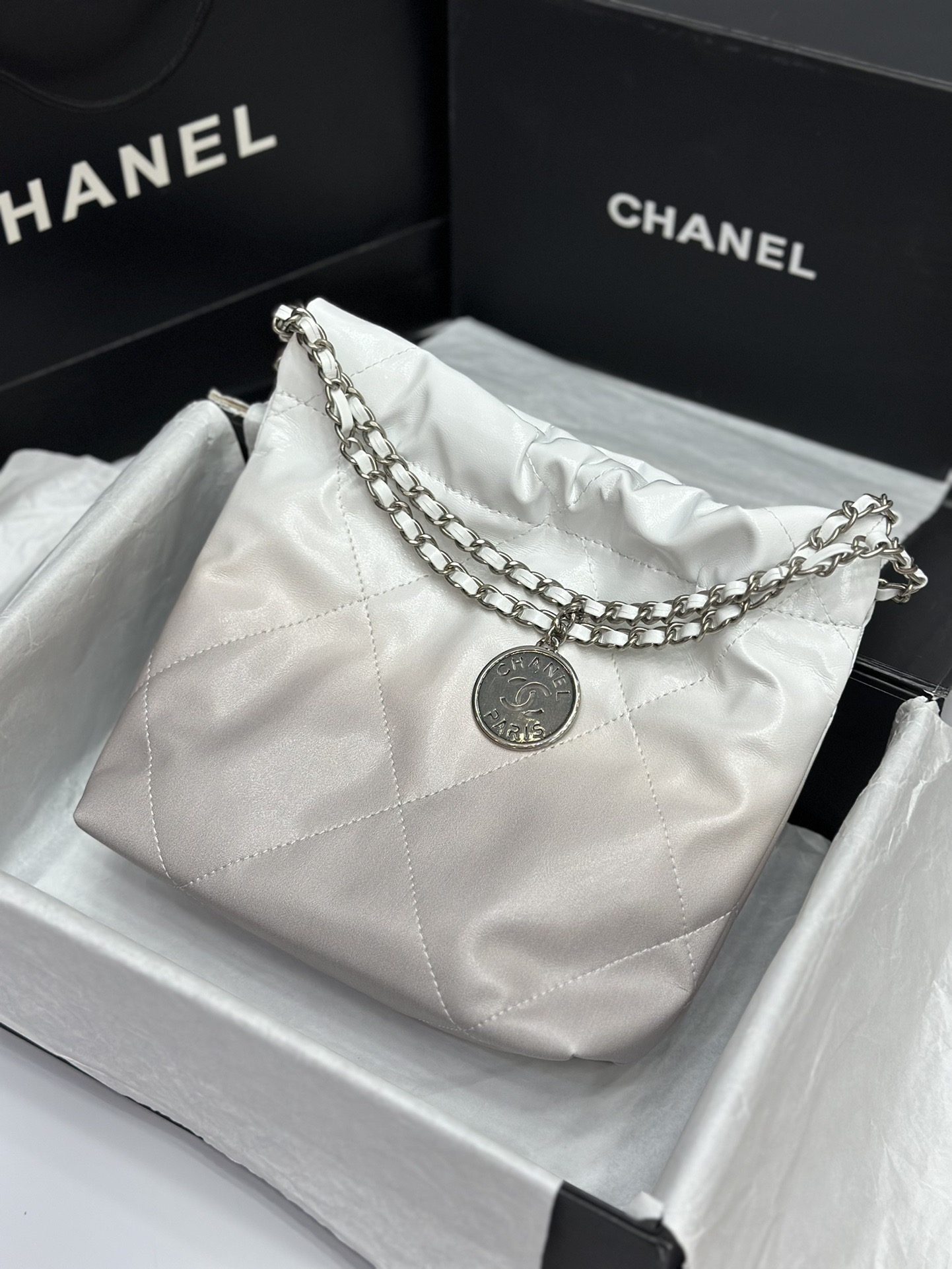 Chanel mini garbage bag chain bag 24S