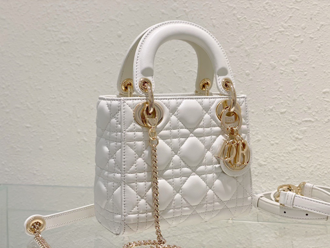 Lady Dior three-grid white D0161