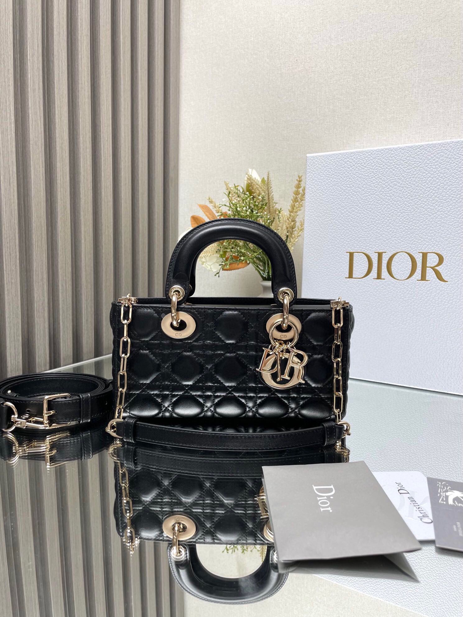 Lady Dior Handbag "Black Lambskin" D0165