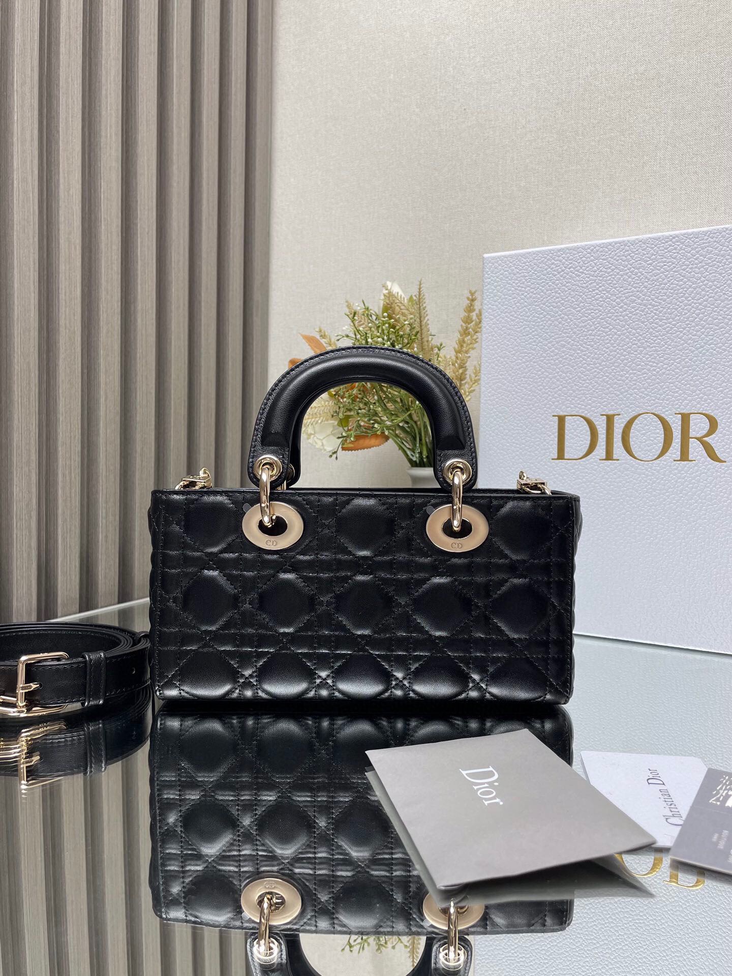 Lady Dior Handbag "Black Lambskin" D0165