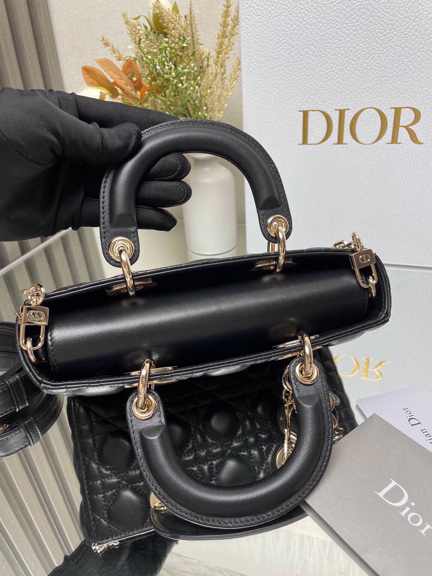 Lady Dior Handbag "Black Lambskin" D0165