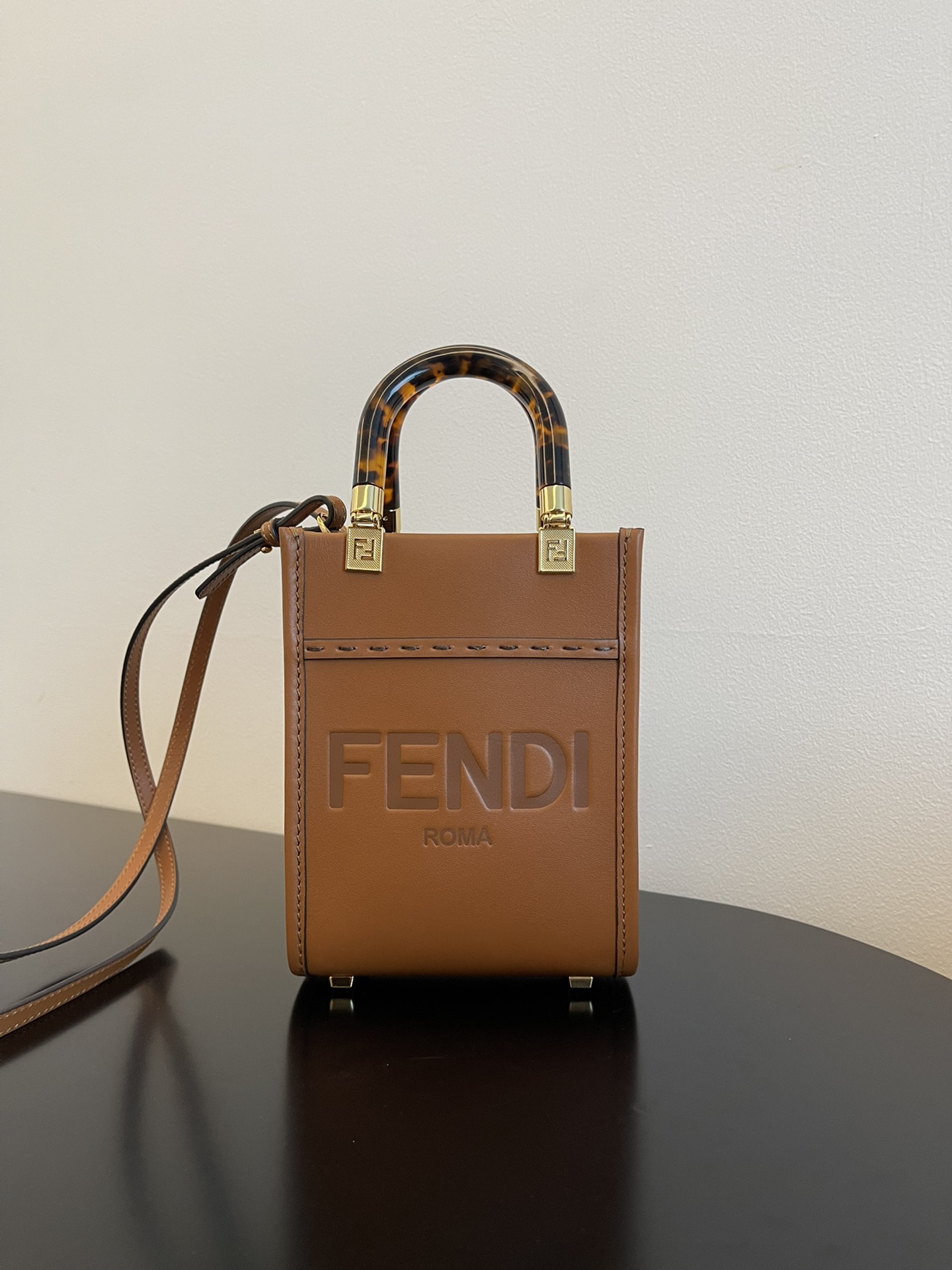 Fendi sun shine mini tortoise shell handbag  F0012